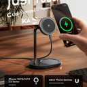 THREEKEY Charging Station, for MagSafe Charger with 180 Rotation, Qi2 15W Fast Charging Pad with Dual-Sided Magnets, Magnetic Wireless Charger Stand for iPhone 16-12 Series/Airpods (TZH103 Black)