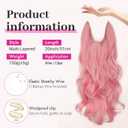 KooKaStyle Invisible Wire Hair Extensions with Transparent Wire Adjustable Size 6 Secure Clips Long Wavy Layered Synthetic Hairpieces Sakura Pink 20 Inch