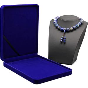 Jewelry Set Velvet Box Necklace Earring Ring Necklace Bracelet Gift Display Case Wedding Jewelry Storage Holder (Royal Blue For Chunky Collar Necklace)