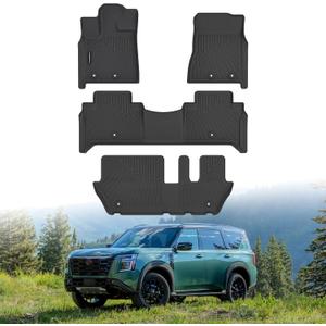 All Weather Car Floor Mats for 2025 2026 Nissan Armada/Infiniti QX80 8 Seats, TPE Rubber Floor Liners Anti-Slip Full Set Automotive Mats for 2025 2026 Nissan Armada Accessories