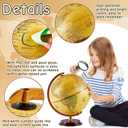 Amylove 13'' Illuminated World Globe for Adults 720/360 Rotation Rewritable Kids Light-up Globe with Stand World Map for Interactive Learning Light with Base Lamp LED Decor(Wood,Vintage)
