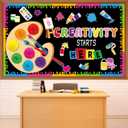 Janlaugh Art Paint Classroom Bulletin Board Decorations Creativity Starts Here Bulletin Board Sets Paint Splatter Artist Painting Cutouts for Back to School Classroom Chalkboard Door Wall Decor, Pack of 4
