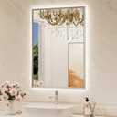 TokeShimi 24"x 36" Bathroom Mirror Backlit with Brushed Nickel Frame, Dimmable Backlight LED Lighted Vanity Mirror with Shatter-Proof, Memory, 3 Colors, Anti-Fog Mirror with HD Tempered Glass