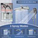 14" High Pressure Rain/Rainfall Shower Heads With Handheld Spray Combo (3+1 Settings & Built-in Power Wash Mode), Double/Dual Shower Head With Handheld - Height/Angle Adjustable(Polished Chrome)