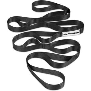 Trideer Stretching Strap Yoga Strap Physical Therapy for Home Workout, Exercise, Pilates and Gymnastics, 10 Loops Non-Elastic Stretch Bands with Aesthetic Packaging for Women & Men (Black)