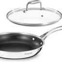 DELUXE Hybrid Ceramic Nonstick 10-Inch Fry Pan with Tempered Glass Lid, Skillet with Stay-Cool Handles, Dishwasher&Oven Safe, PFOA Free Compatible with All Cooktops