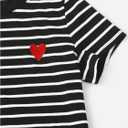 SweatyRocks Women's Heart Striped T Shirt Short Sleeve Shirt Crew Neck Casual Tee Top (Black, M)