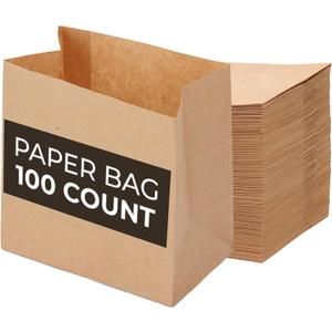 Restaurantware Bag Tek 3.9 x 2.3 x 3.8 Inch Paper Bags For Snacks 100 Small Paper Bags For Foods - Disposable Sustainable Kraft Paper Snack Bags Microwavable Freezable