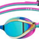 ARENA Unisex Python Racing Swim Goggles for Men and Women Anti-Fog No Leak Max Comfort Dual Strap, Mirror/Non-Mirror Lens (Turquoise-water-fuchsia)