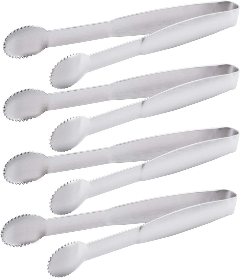 HINMAY Mini Tongs 5-3/4 Inch Stainless Steel Small Serving Tongs, Tiny Kitchen Tong for Appetizers, Tea Party, Coffee Bar, Desserts, Set of 4