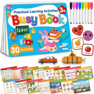 Busy Book for Toddlers - Preschool Learning Activities, Tracing Coloring Activity Books for Kids Ages 3-5, Montessori Autism Sensory Travel Educational Toys, Gifts for 3 and Up Year Old Boy Girl