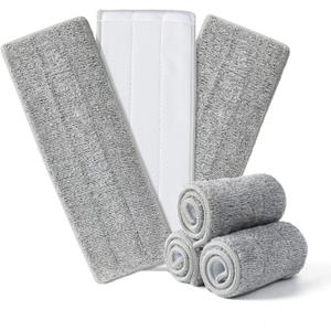 Flat Mop Pads 6pcs for Mop and Bucket Set with Wringer Replacement Microfiber Cloths Compatible with Floor Cleaning Mop Bucket Set - 15.7" X 4.5"
