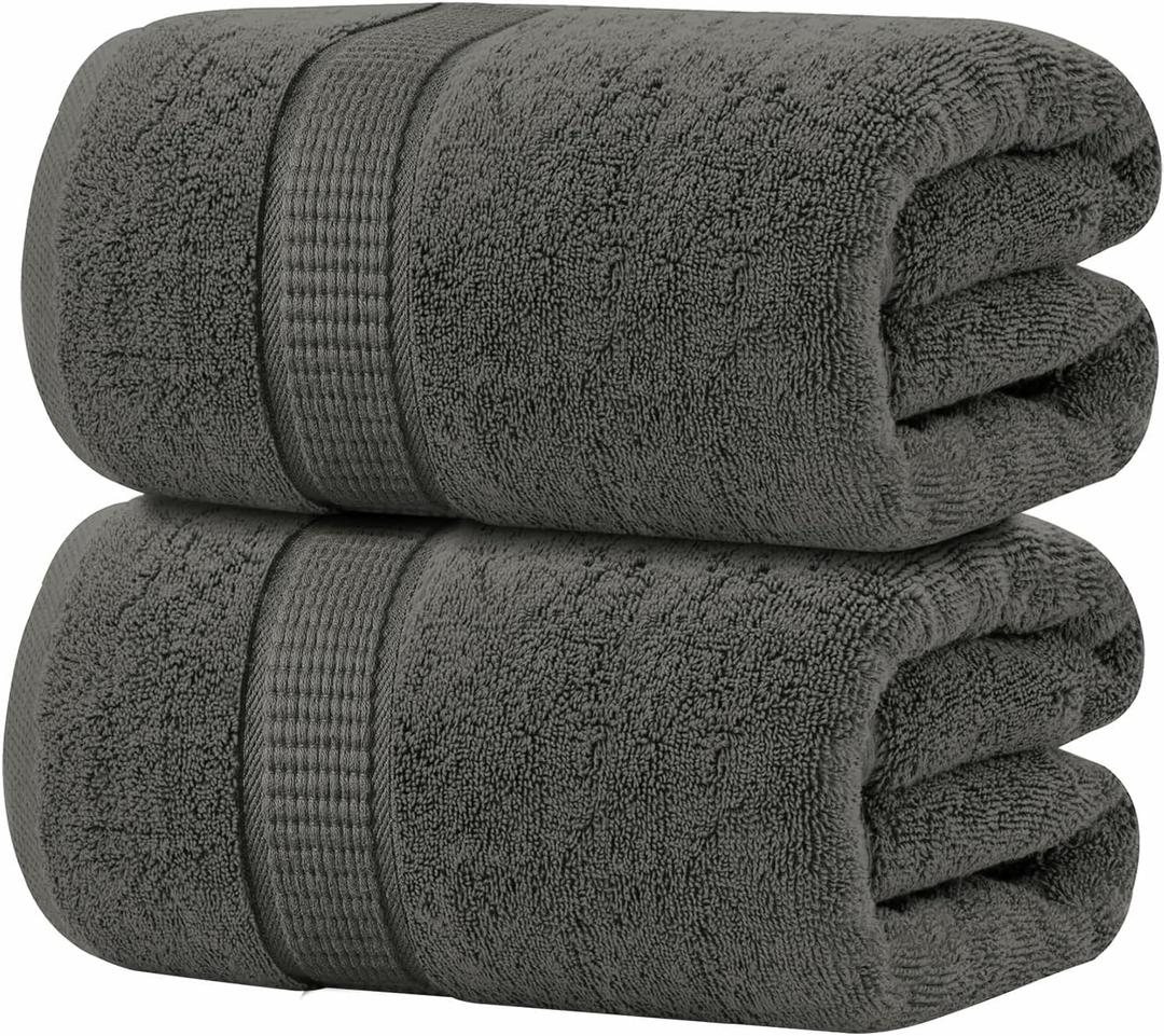 Oakias 2-Pack Bath Sheets  35 x 70 Inches, Grey  600 GSM Extra Large Bath Towels  100% Ring-Spun Cotton, Soft, Quick-Dry & Highly Absorbent  Ideal for Bathroom, Shower, Hotel, Gym & Spa