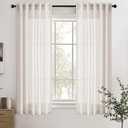Cream White Sheer Linen Curtains 63 inches Long 2 Panels for Living Room Bedroom Back Tab Pocket Light Filtering Airy Curtains Natural Colored Cotton Textured Modern Farmhouse Aesthetic Decor 37x63