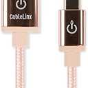 CableLinx Elite 8" Micro to USB-A Charge & Sync Braided Cable for ChargeHub - Compatible with Samsung Tablets, Kindle Fire Charger, Micro USB Devices (Rose Gold)