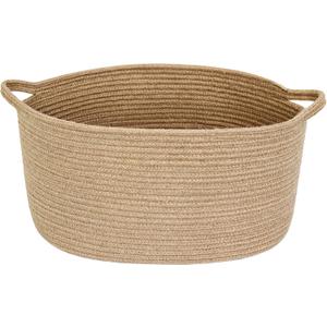 MEGASKET Jute Wicker Storage Basket with Handles, 17"x12"x8" Decorative Woven Baskets for Organizing Dog Toy, Gifts, Book, Towel, Cloth, Boho Storage Bin for Shelves, Entryway, Closet, Home Decor