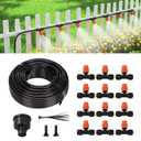 50FT Drip Irrigation Kit, Quick Connect Garden Watering System, Easy Install Drip Irrigation System with Misting Nozzles for Patio, Potted Plants, Small Garden & Greenhouse