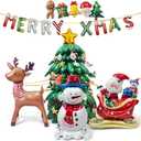 Christmas Balloons for Decorations with Christmas Tree Balloons, Xmas Letters, Santa Claus, Snowman, Gingerbread Foil Balloon for Xmas Themed Holiday Party Decor Supplies
