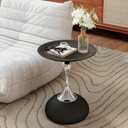 Metal Round End Table,Accent Side Table for Living Room,Black,15.7"Lx 19.7H