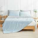 Cozy Bliss Cooling Comforter Queen Size, Cooling Blankets for Hot Sleepers and Night Sweats, Gray Blue Summer Comforter for Queen Size Bed, Breathable Soft Lightweight Silk Smooth, Queen(90"*90")