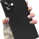 Silicone Case for iPhone 16 Magnetic with Camera Lens Protector Compatible with Magsafe Slim for Women Men Scratchproof Shockproof Protective Phone Case for iPhone 16 Black