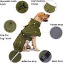 Barkworthies Dog Raincoat - Waterproof Winter Jacket with Velvet Inner, Reflective Strip, Black, XL