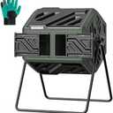 THEGROW'ING Updated 43 Gallon Compost Bin Outdoor, Fast Assemble Tumbling Composter, Dual Chamber Composter Tumbler, Rotating Compost Bin for Outside, Backyard, Garden and Yard, Green
