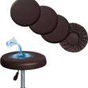 Shukii Stool Covers - 4 Pack Waterproof PU Slipcovers with Elastic Cushion for Round Bar Stool Seats (Coffee)