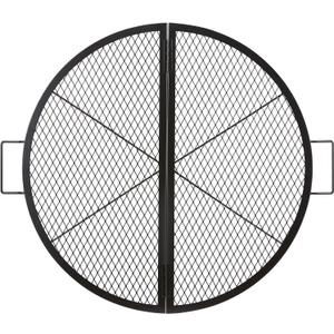 VEVOR X-Marks Fire Pit Grill Grate, Foldable Round Cooking Grate, Heavy Duty Steel Campfire BBQ Grill Grid with Handle and Support X Wire, Portable Camping Cookware for Outside Party, 36 Inch Black