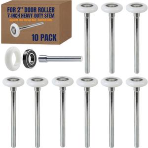 10 Pack 7" Stem 2" Sealed Nylon Commercial Garage Door Roller, Ultra Quiet Long-Lasting Durable High Load, Use 6200 Double Seals Precision Bearings for Home&Commercial