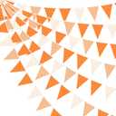 32Ft Orange Stripe Dot Triangle Flag Fabric Banner Cotton Pennant Garland Bunting Streamer for Fall Decor Autumn Wedding Birthday Party Thanksgiving Day Home Nursery Outdoor Garden Hanging Decoration
