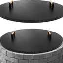 G GOOD GAIN Firepit Lid Round 36 Inch - Rust Resistant Fire Pit Lid Cover with Wooden Handle & Gloves, Fire Pit Snuffer Lid for Courtyards, Patio, Winter Cold Protection. Fits Fire Pits Up to 34"