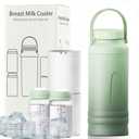 22oz Breast Milk Cooler Bottle – Portable Milk Cooler for Breastmilk, 360° Total Cooling for 24 Hours; Breastmilk Chiller with 2pcs Baby Bottles | Breastfeeding Essentials, BPA Free