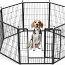 Dog Playpen 32 Inch 8 Panels, Heavy Duty Metal Pet Playpen Indoor Outdoor for Camping, Yard, RV, Garden Fence, Privacy Patio, Black