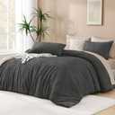 Andency Dark Grey Oversized King Comforter 120''x98'', 3 Pieces Dark Gray Soft Boho Bedding Set & Collections, Farmhouse Tufted Fluffy Shabby Chic Bed Set for All Seasons (1 Comforter, 2 Pillowcases)