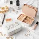 MRS Travel Jewelry Box for Mother's Day GiftsBride Travel Portable Jewelry Case Small Jewelry Organizer Travel Accessories for Women, Bridal Shower Gift Engagement Present, White