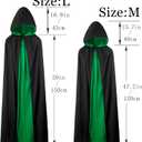 Unisex Vampire Witch Hooded Capes,Women's Halloween Costumes Reversible Cloak,Cosplay Masquerade Party Robes (L/59 inches for Adults, Green + Black)