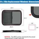 Horizontal RV Window, 24" W x 20" H Tinted Sliding RV Window with Net Screen and Trim Ring, Suitable for 1-1/8" Thick Walls, DOT Approved