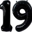 Black 19 Number Balloon,40 Inch Black Number 19 Balloons, Black Large Foil Number 91 Balloons, Party Birthday Baby Shower Wedding Anniversary Decoration