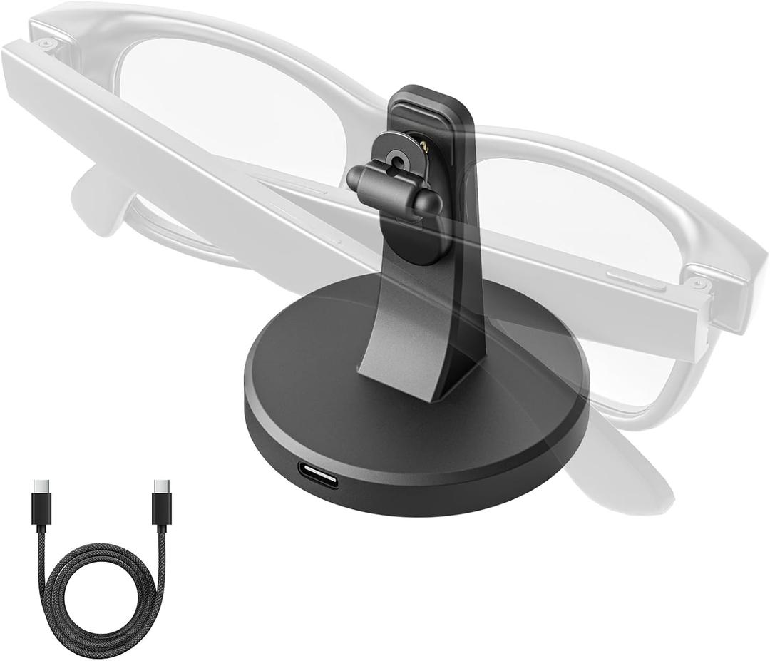 TUZTUALA Charger for Ray Ban Meta with 60W USB-C Cable, Fast Charging Stand with Scratch-Free Silicone & Anti-Slip Base, Accessories Compatible with Meta RayBan Wayfarer, Skyler & Headliner Glasses