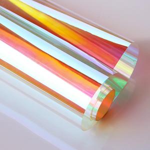 Iridescent Window Film, Holographic Window Tint Decorative Dichroic Film Colored Rainbow Film for Craft DIY Christmas Party Decor (17.7inch X13feet)