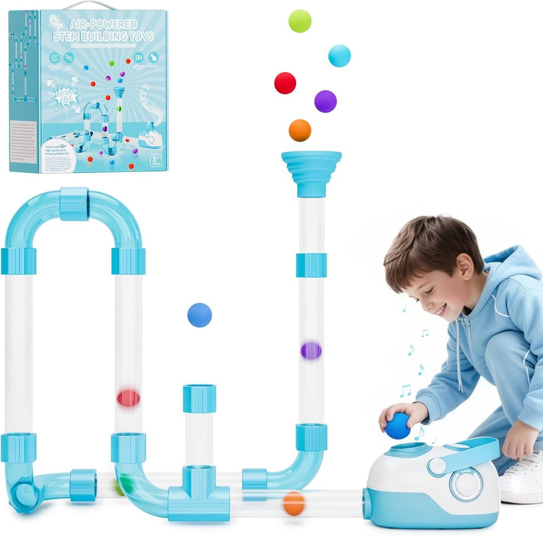 Air-Powered STEM Building Toys - Bluetooth Learning Toys with Wireless Music Play, Rechargeable & Play While Charging, STEM Toys for 3+ Year Old, Kids Toys Birthday Gifts for Kids