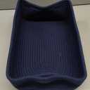 Large Shallow Organizing Baskets 15x11x5.1 Inches - Rope Woven Storage Bins for Bathroom, Shelves, Cube Closet, Navy Blue 1 Pack