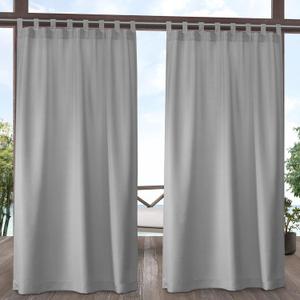 Exclusive Home Cabana Solid Indoor/Outdoor Light Filtering Hook-and-Loop Tab Top Curtain Panel Pair, 54"x84", Cloud Grey