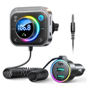 JOYROOM 66W Bluetooth 5.4 Car Adapter Aux with 3 Charging Ports【PD 30W & 2 * 18W】【Air Vent Installation for Safe】 Deep HiFi Bass Player Wireless Radio FM Transmitter for Car with Colorful LED Light