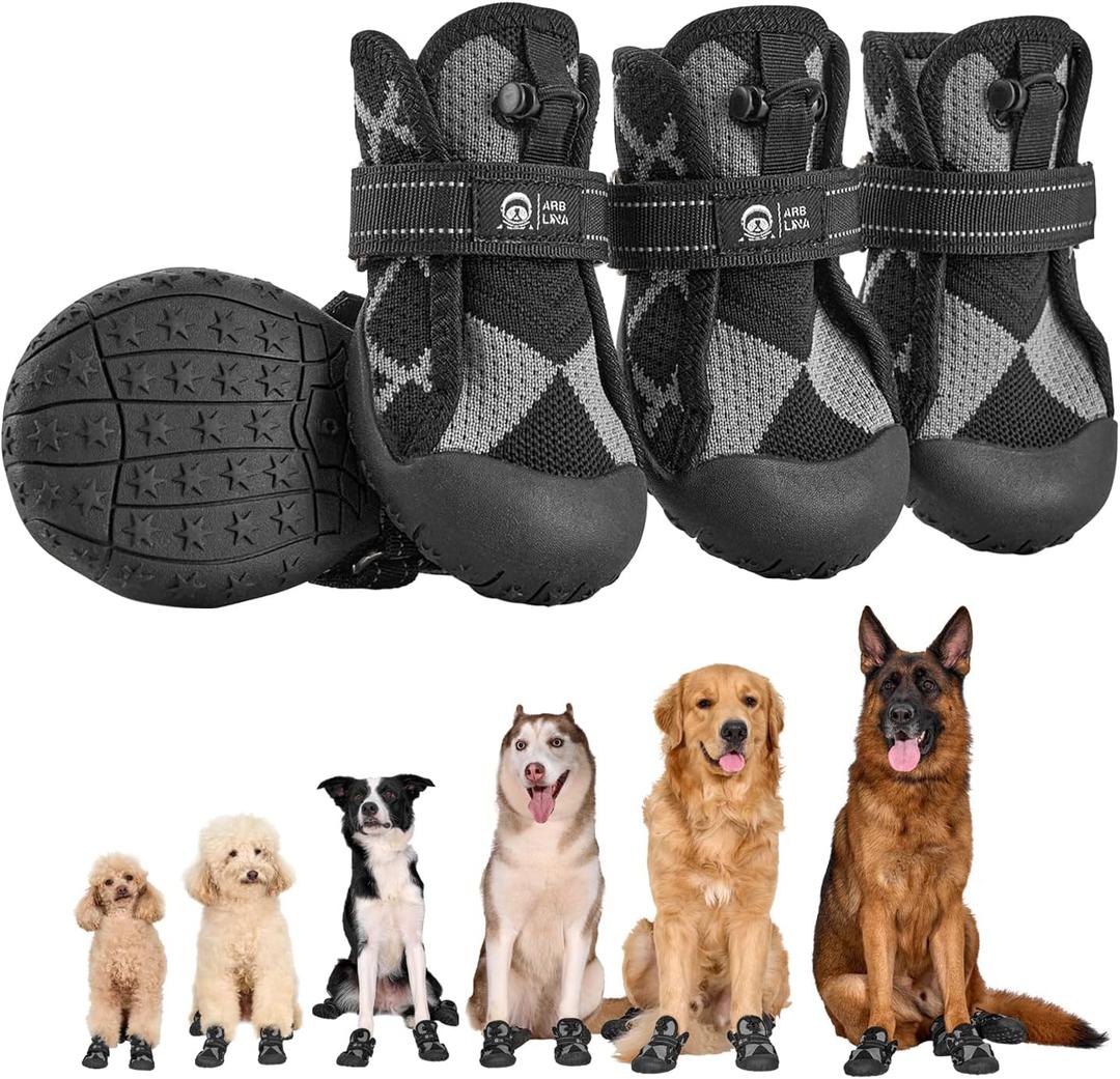 Dog Shoes for Large Medium Size Dogs, Waterproof Anti Slip Dog Boots&Paw Protectors for Summer Hot Pavement Winter Snow, Breathable Dog Booties for Outdoor Walking Hiking Hardwood Floor (#6( Width 2.6 inch) for 52-65lbs)