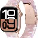 V-MORO Resin Band Compatible with Apple Watch Series 7/8/9/10 41mm/40mm/38mm/42mm Fashion Strap for iWatch Series 6/5/4/3/2/1/SE/SE2 Lightweight Bracelet Wristband Women(Classic Pink Tan)