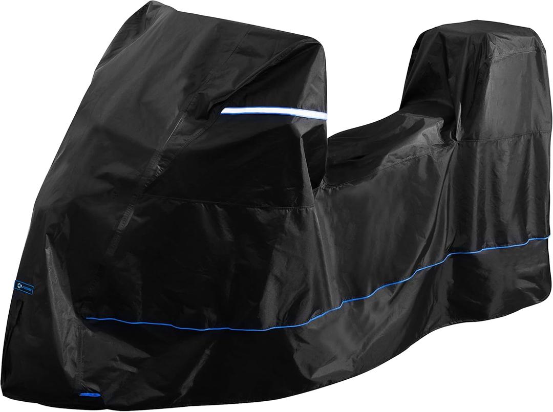 FENRIR 230 cm 420D Motorcycle Cover Waterproof Paint Resistant Heat Resistant for Adventure Bike MaxiScooter Touring Sport Compatible with 1 Suitcases