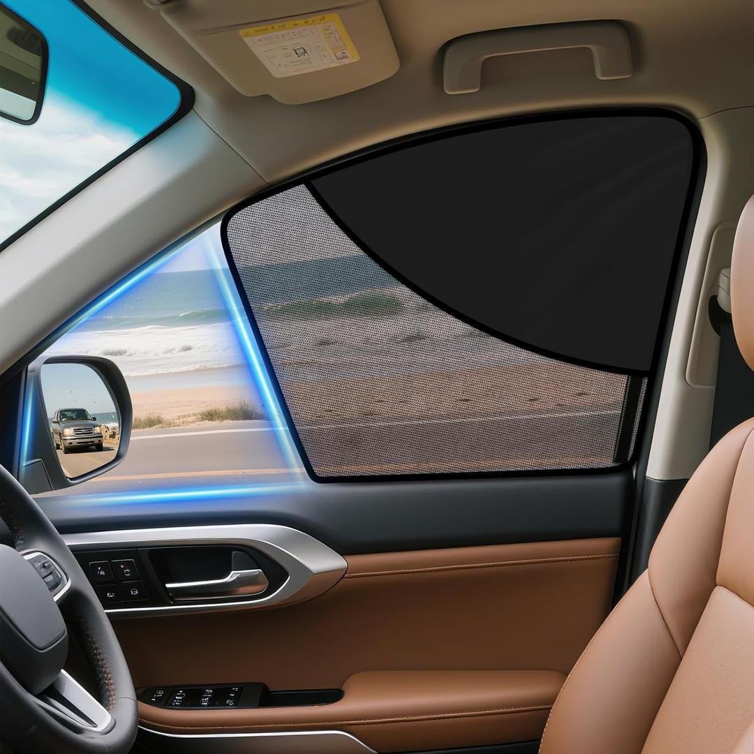 ZATOOTO Car Window Shades for Driver  Car Window Covers Half Blackout & See-Through Sun Shade | Premium Side Window Visibility | Strong Magnets Universal Fit | Camping, Travel, Napping