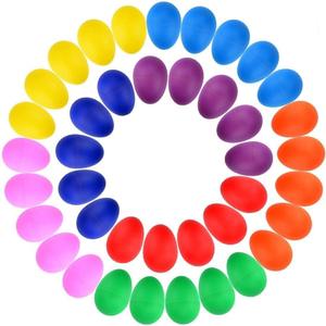 Augshy 40PCS Plastic Egg Shakers Percussion Musical Maracas Easter Eggs with a Storage Bag for Music Learning DIY Painting